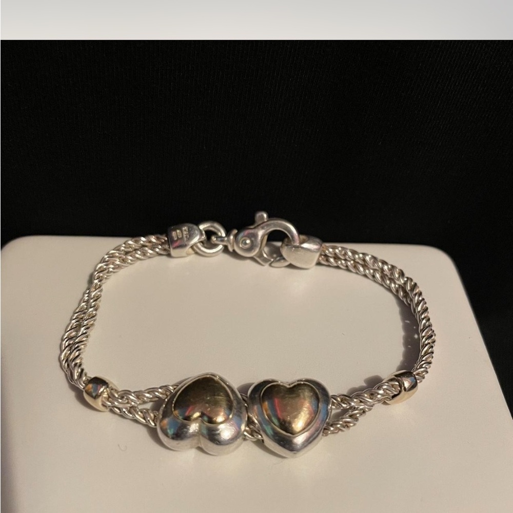 Tiffany & co 18k+925 double hearts rope bracelet 7.5in